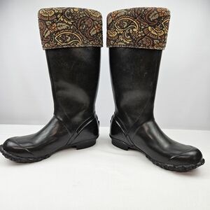 BOGS Alex tall black brown tan rain boots womens size 8